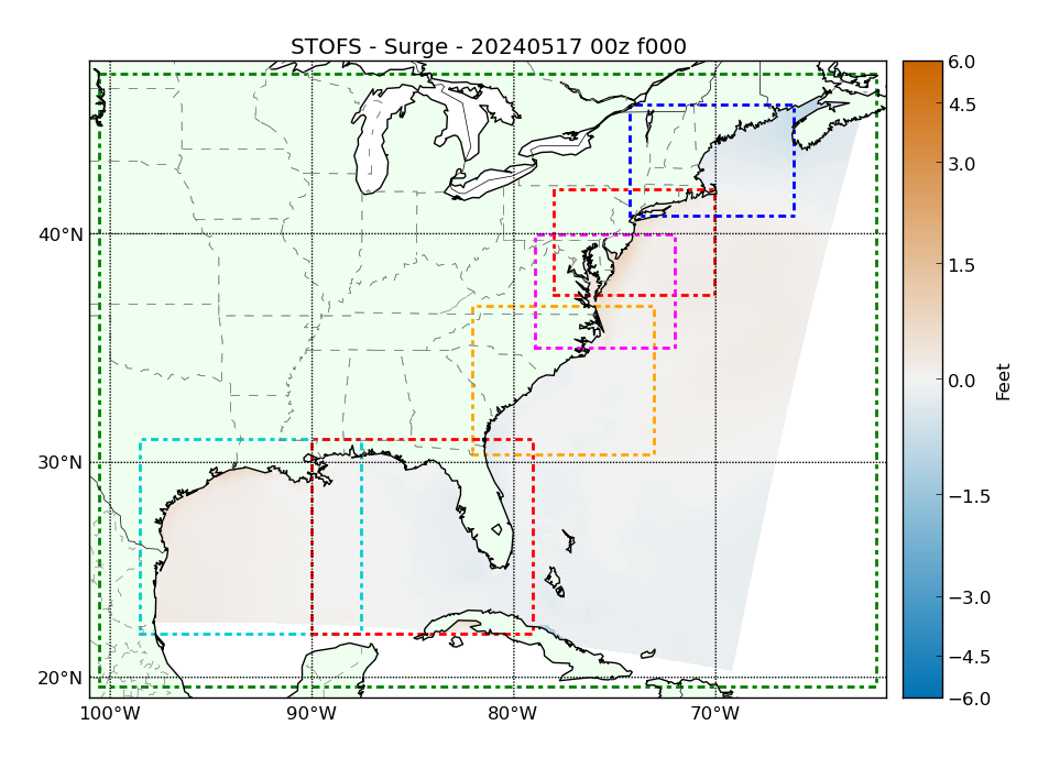 Image map of STOFS Surge Model Guidance Areas