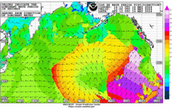 Latest 48 hour Pacific wave period forecast
