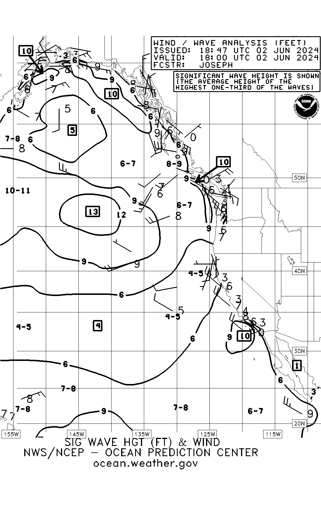 Image of Pacific Regional Sea State, every 6 hours