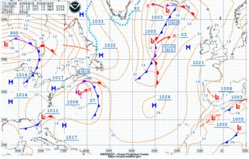 Latest 72 hour Atlantic surface forecast