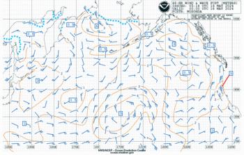 Latest 48 hour Pacific wind & wave forecast