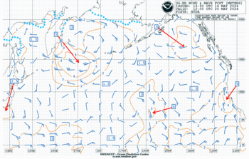 Latest 96 hour Pacific wind & wave forecast
