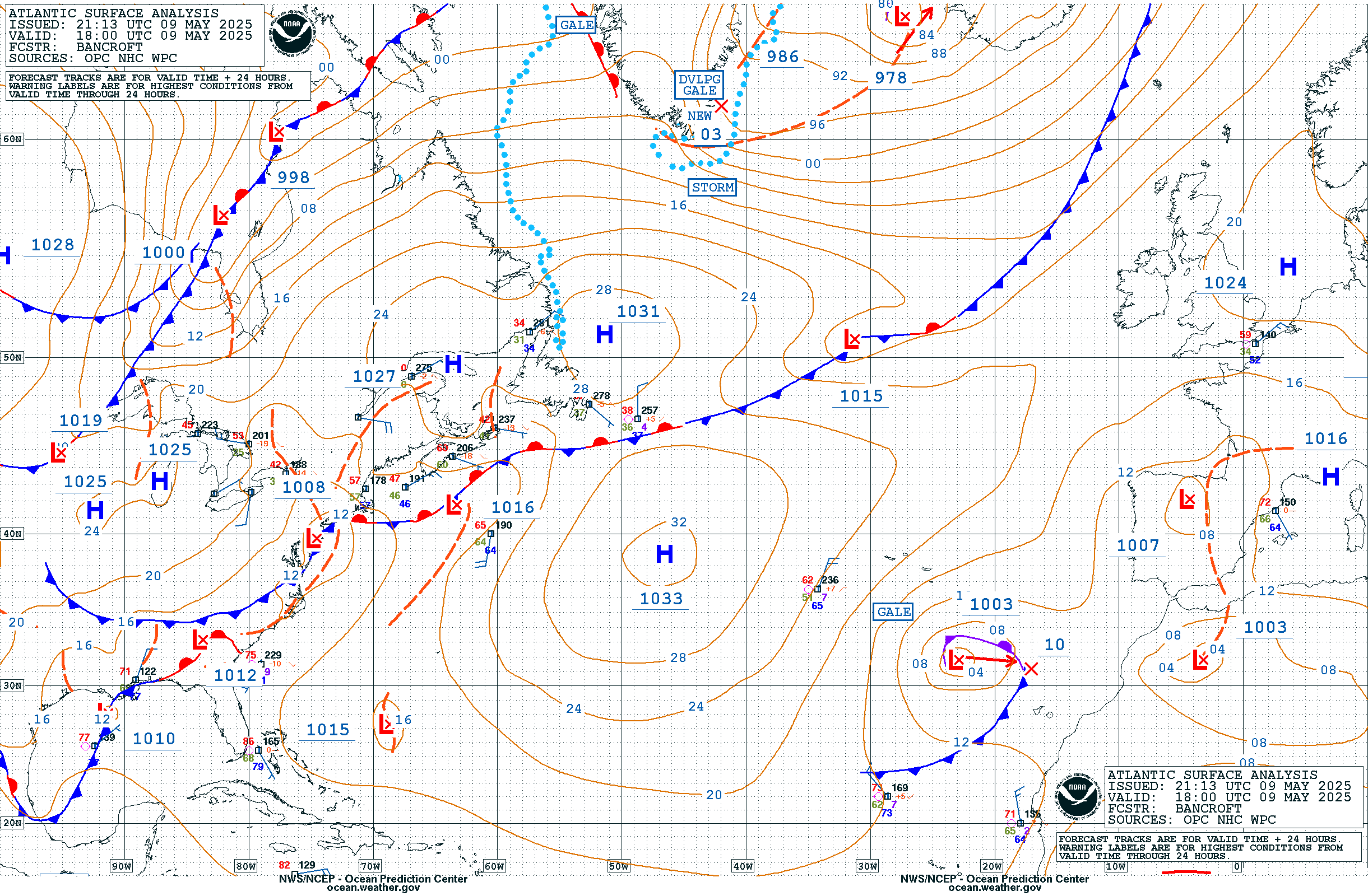 Mapa Isobrico previsto para hoy