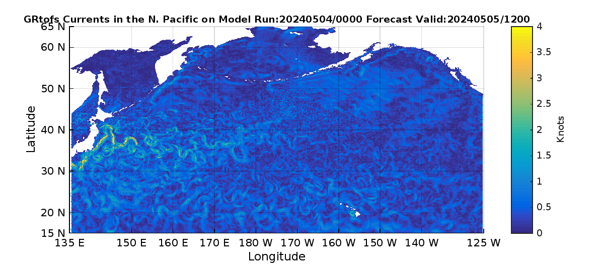 Global RTOFS 36 Hour Currents image (kt)