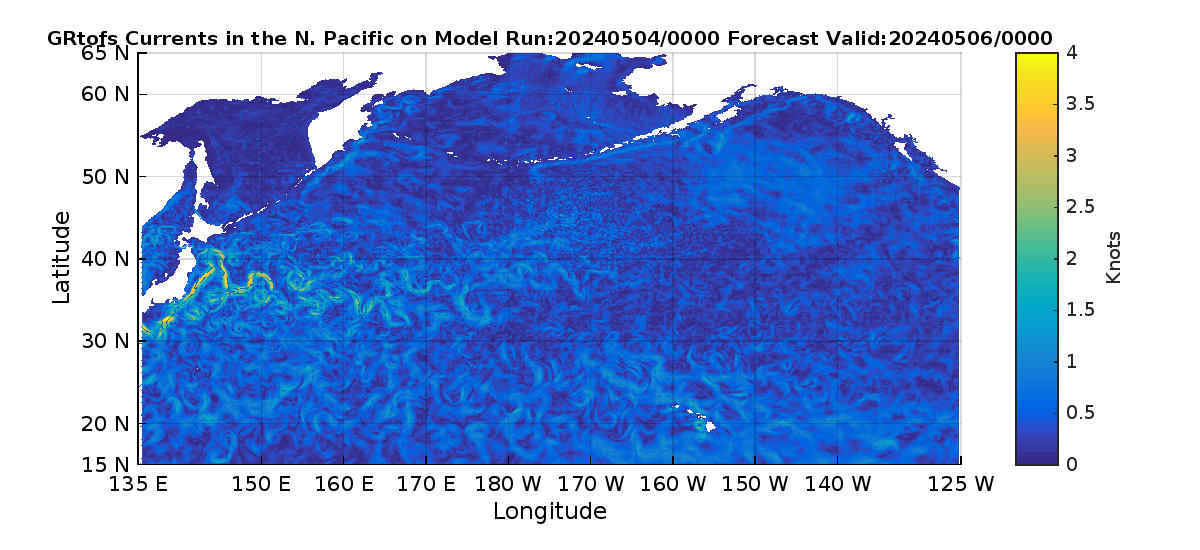 Global RTOFS 48 Hour Currents image (kt)