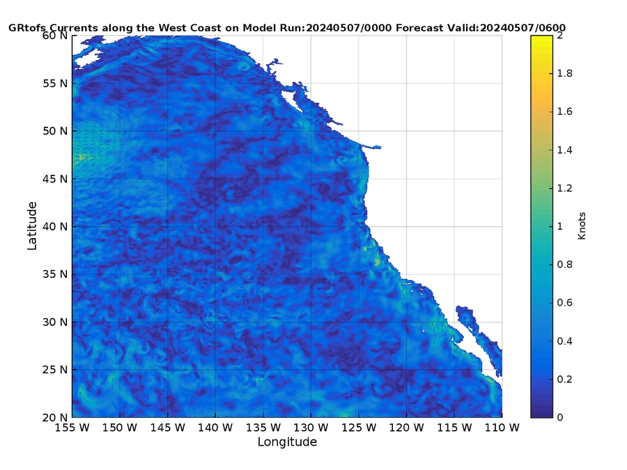 Global RTOFS 6 Hour Currents image (kt)