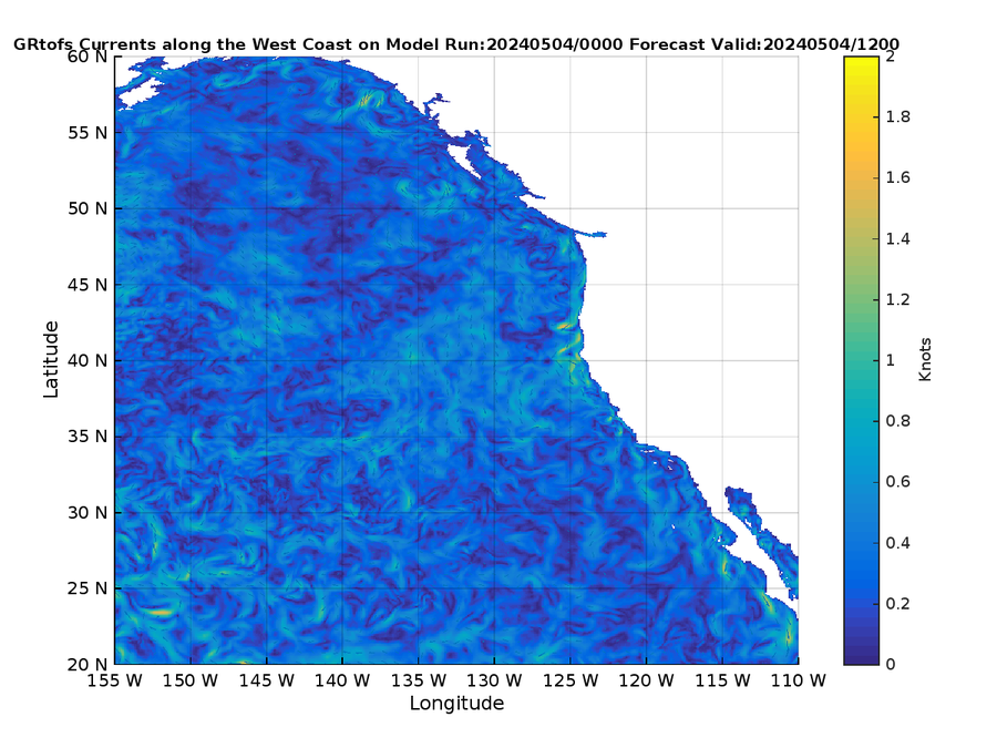 Global RTOFS 12 Hour Currents image (kt)