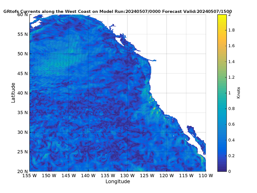 Global RTOFS 15 Hour Currents image (kt)