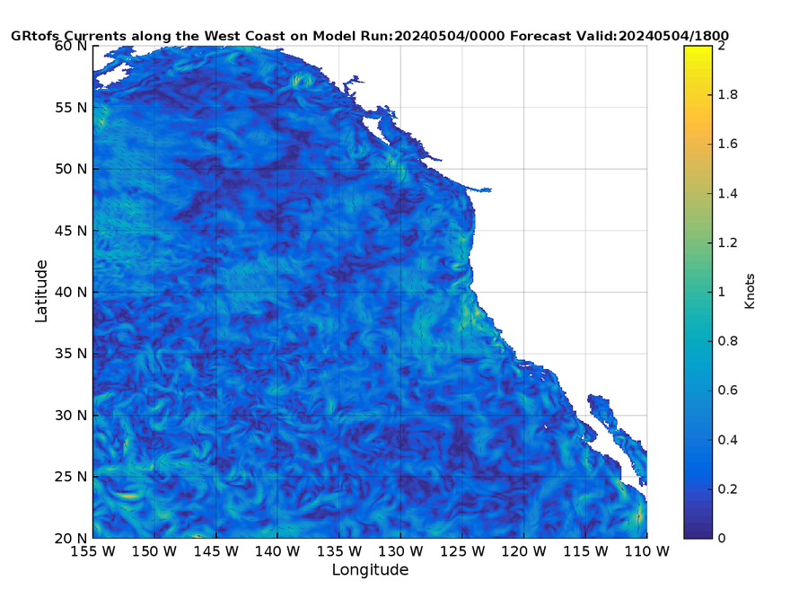 Global RTOFS 18 Hour Currents image (kt)