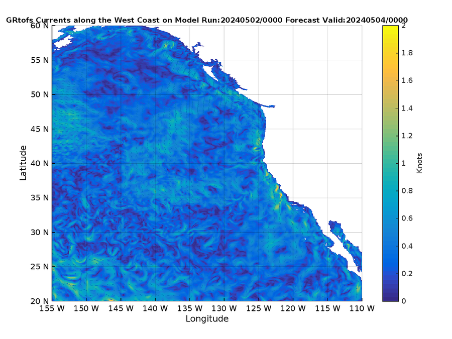 Global RTOFS 48 Hour Currents image (kt)