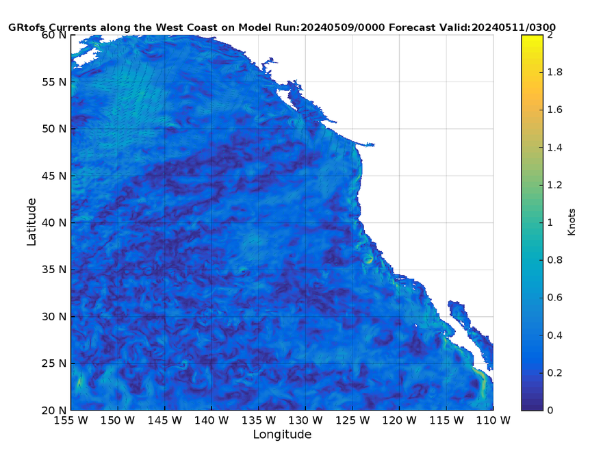 Global RTOFS 51 Hour Currents image (kt)