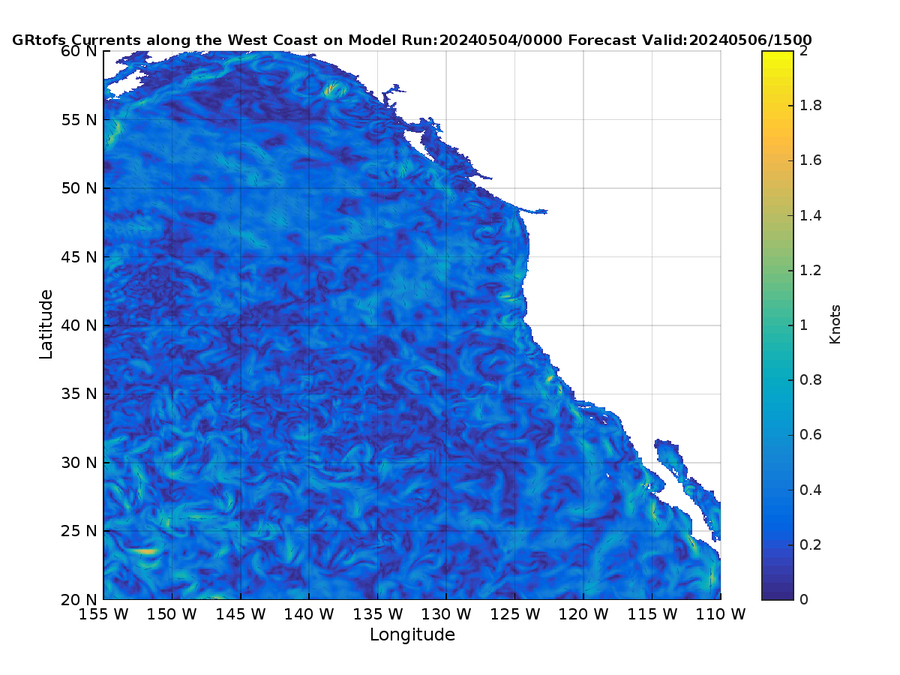 Global RTOFS 63 Hour Currents image (kt)
