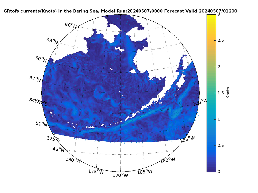 Global RTOFS 12 Hour Currents image (kt)