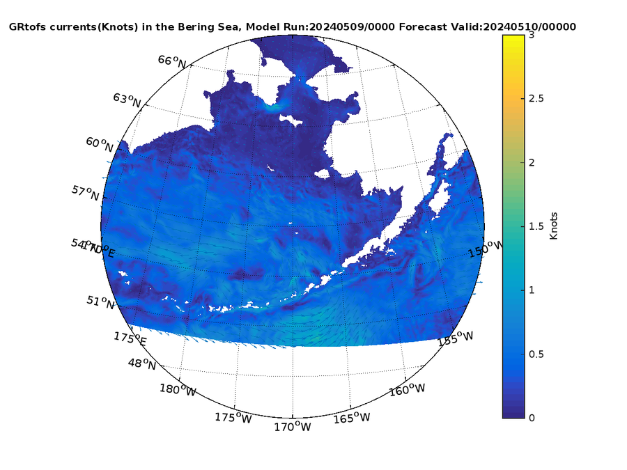 Global RTOFS 24 Hour Currents image (kt)