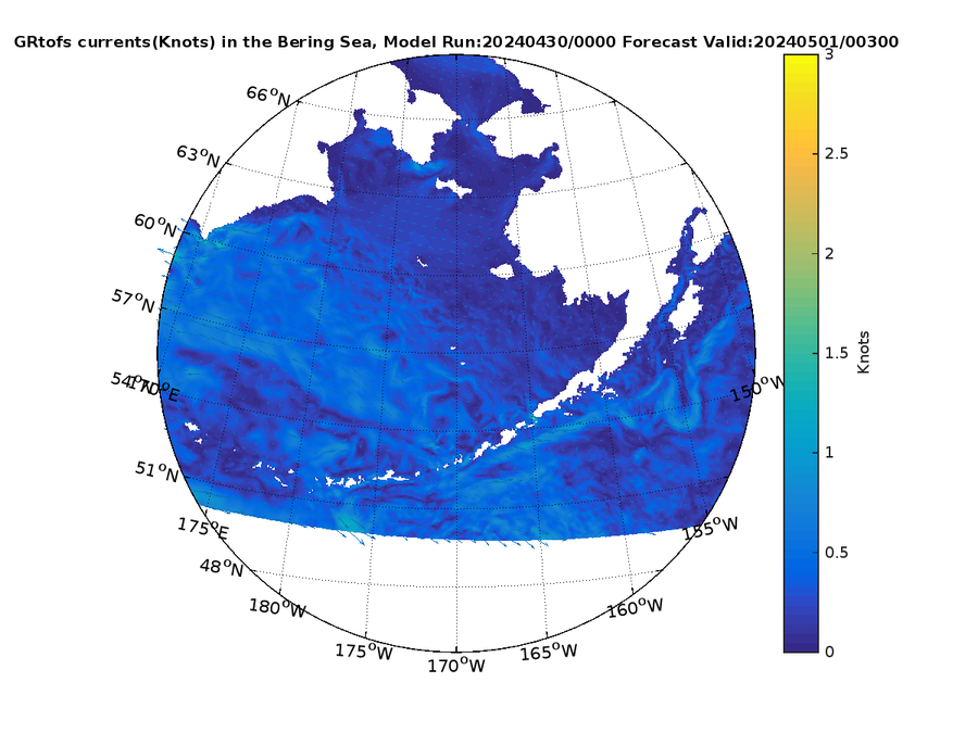 Global RTOFS 27 Hour Currents image (kt)