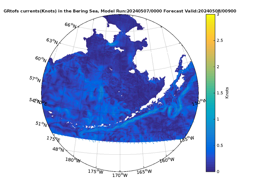 Global RTOFS 33 Hour Currents image (kt)