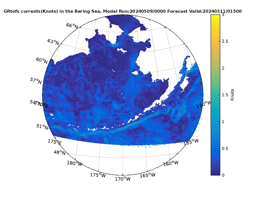 Global RTOFS 63 Hour Currents image (kt)