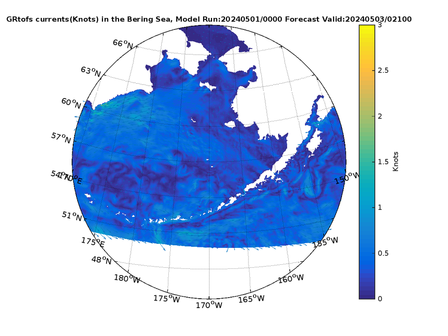 Global RTOFS 69 Hour Currents image (kt)