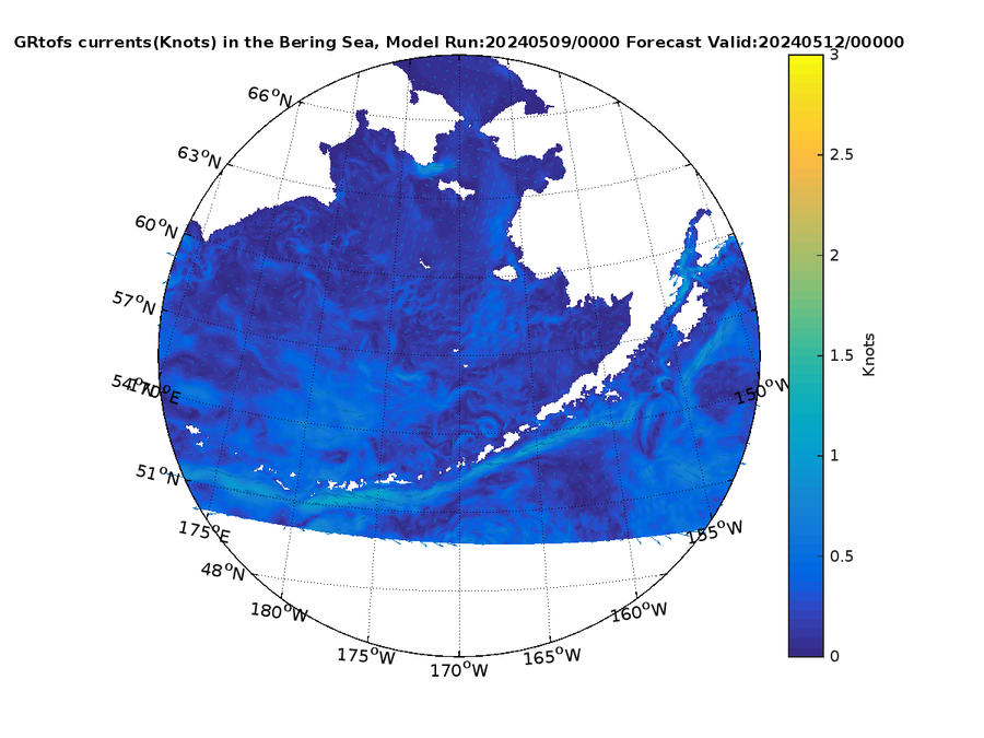 Global RTOFS 72 Hour Currents image (kt)