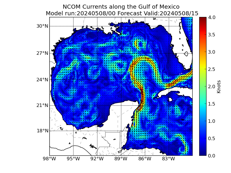 NCOM 15 Hour Currents image (kt)
