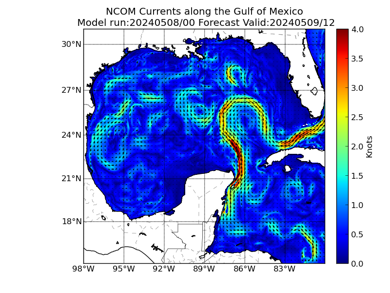 NCOM 36 Hour Currents image (kt)