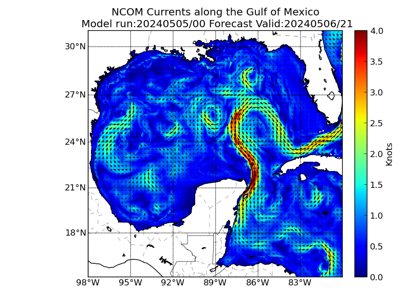 NCOM 45 Hour Currents image (kt)