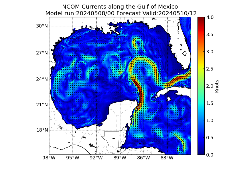 NCOM 60 Hour Currents image (kt)