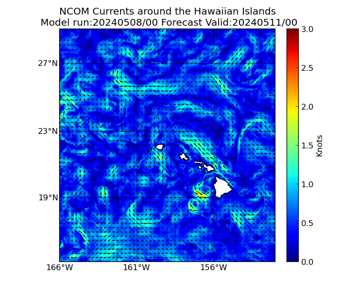 NCOM 72 Hour Currents image (kt)