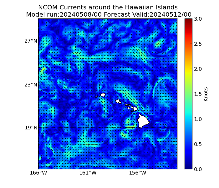 NCOM 96 Hour Currents image (kt)