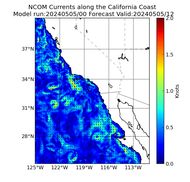 NCOM 12 Hour Currents image (kt)