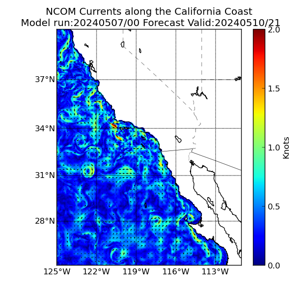 NCOM 93 Hour Currents image (kt)