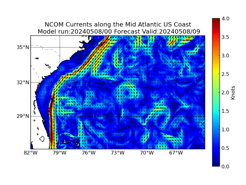 NCOM 9 Hour Currents image (kt)