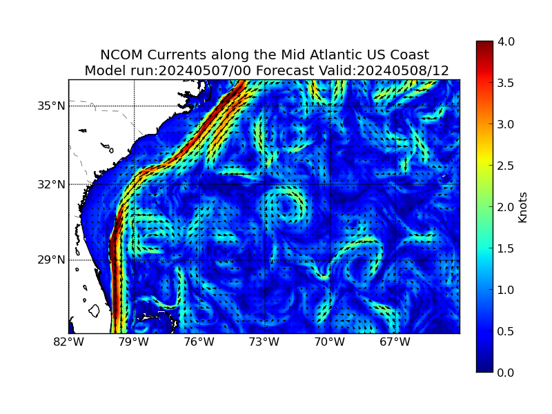 NCOM 36 Hour Currents image (kt)