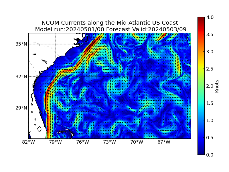 NCOM 57 Hour Currents image (kt)