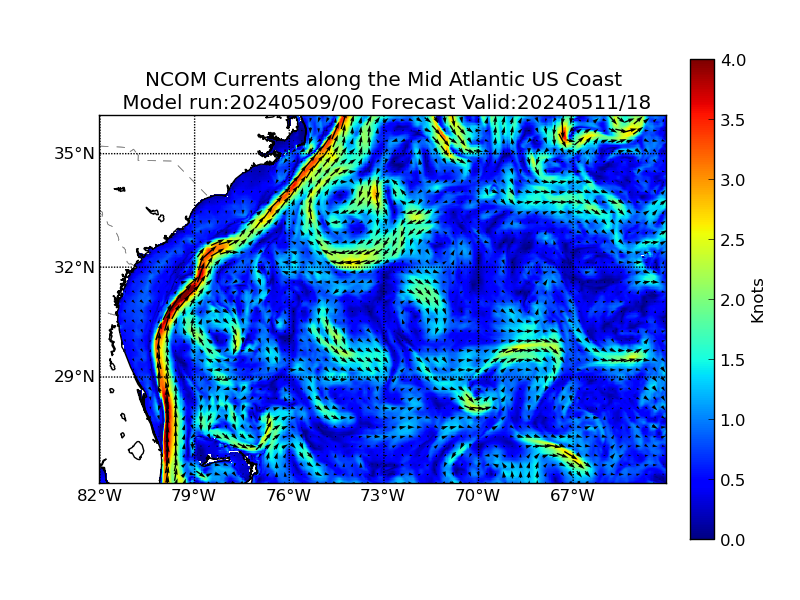 NCOM 66 Hour Currents image (kt)