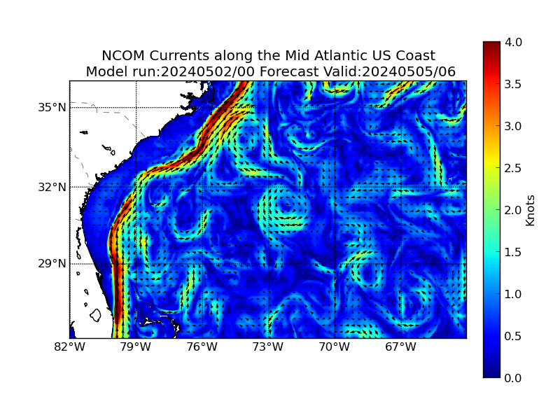 NCOM 78 Hour Currents image (kt)