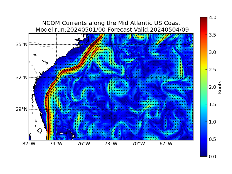 NCOM 81 Hour Currents image (kt)