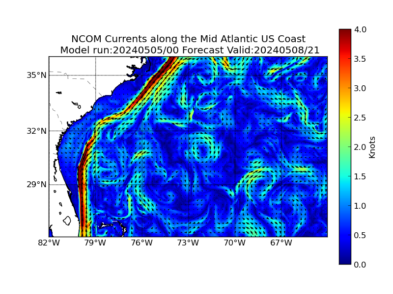 NCOM 93 Hour Currents image (kt)