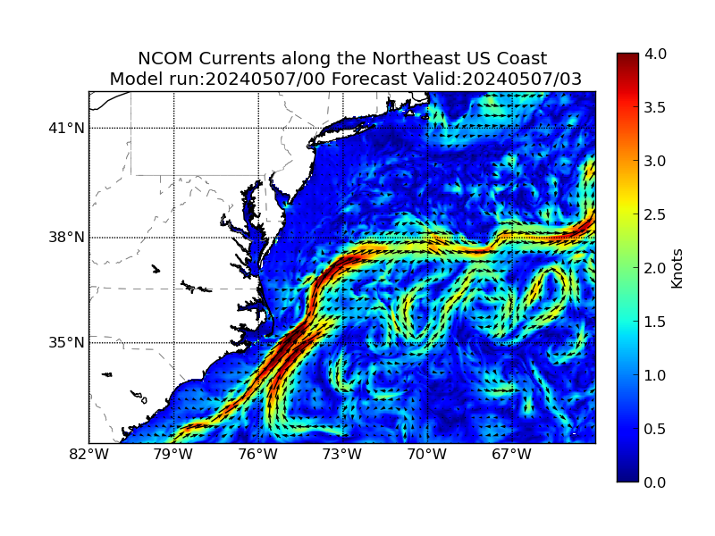 NCOM 3 Hour Currents image (kt)