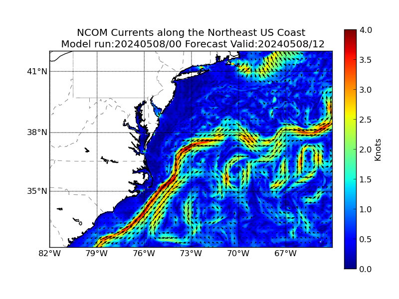 NCOM 12 Hour Currents image (kt)