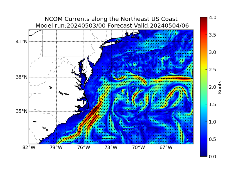 NCOM 30 Hour Currents image (kt)