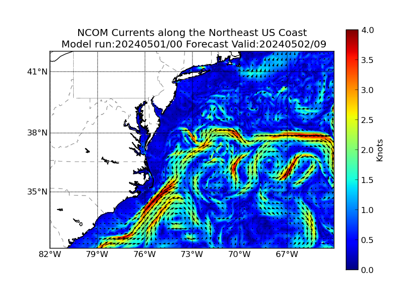 NCOM 33 Hour Currents image (kt)