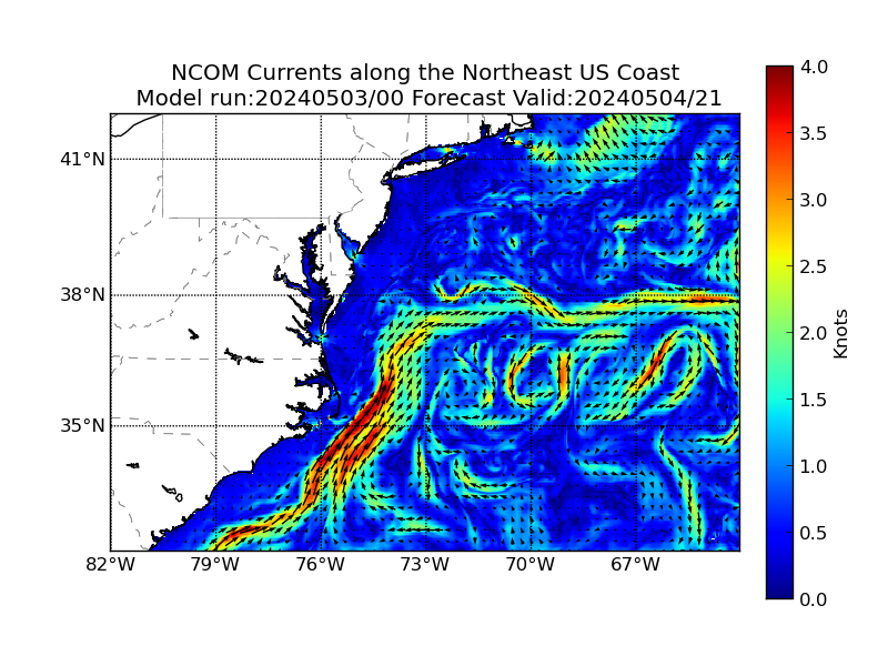 NCOM 45 Hour Currents image (kt)