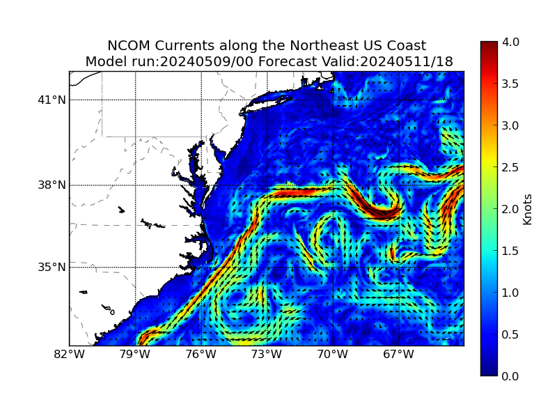 NCOM 66 Hour Currents image (kt)