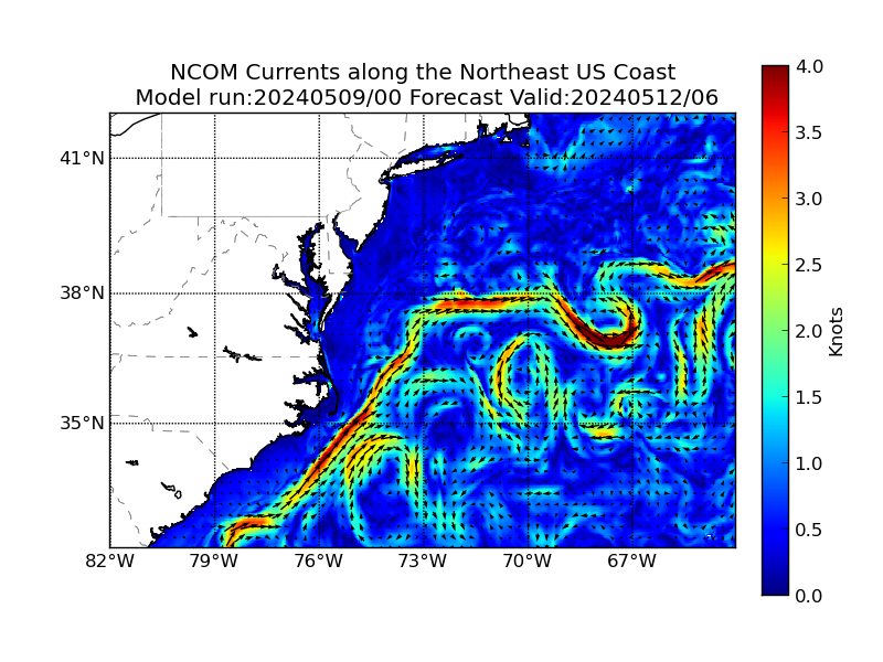 NCOM 78 Hour Currents image (kt)