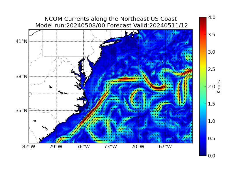 NCOM 84 Hour Currents image (kt)