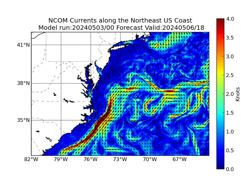 NCOM 90 Hour Currents image (kt)