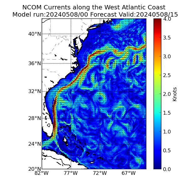 NCOM 15 Hour Currents image (kt)