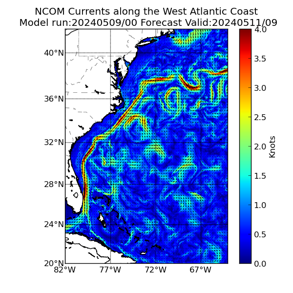 NCOM 57 Hour Currents image (kt)