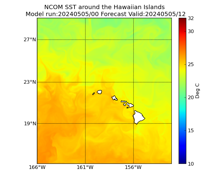 NCOM 12 Hour Sea Surface Temperature image (C)
